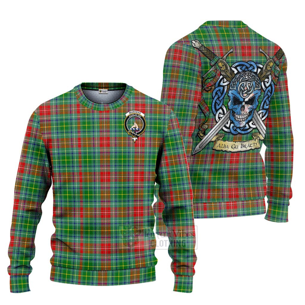 Tartan Vibes Clothing Muirhead Tartan Knitted Sweater with Family Crest Celtic Skull Style