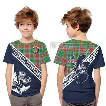 Muirhead Tartan Kid T-Shirt Featuring Thistle and Scotland Map