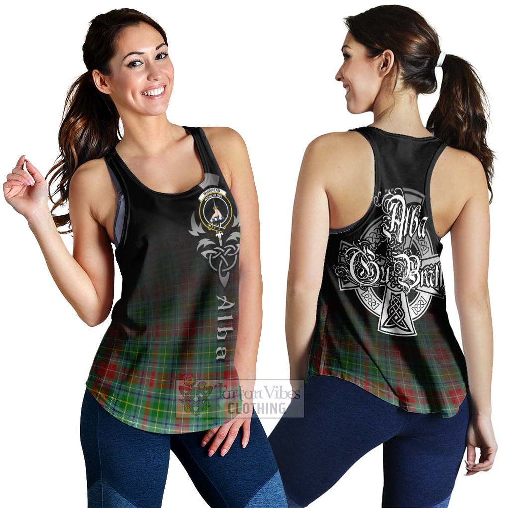 Tartan Vibes Clothing Muirhead Tartan Women's Racerback Tanks Featuring Alba Gu Brath Family Crest Celtic Inspired