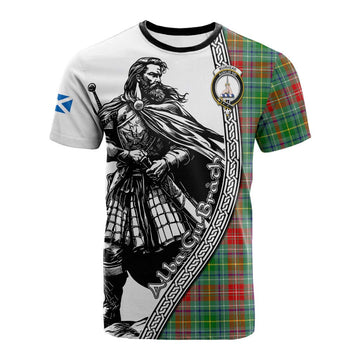 Muirhead Tartan Clan Crest Cotton T-shirt with Highlander Warrior Celtic Style