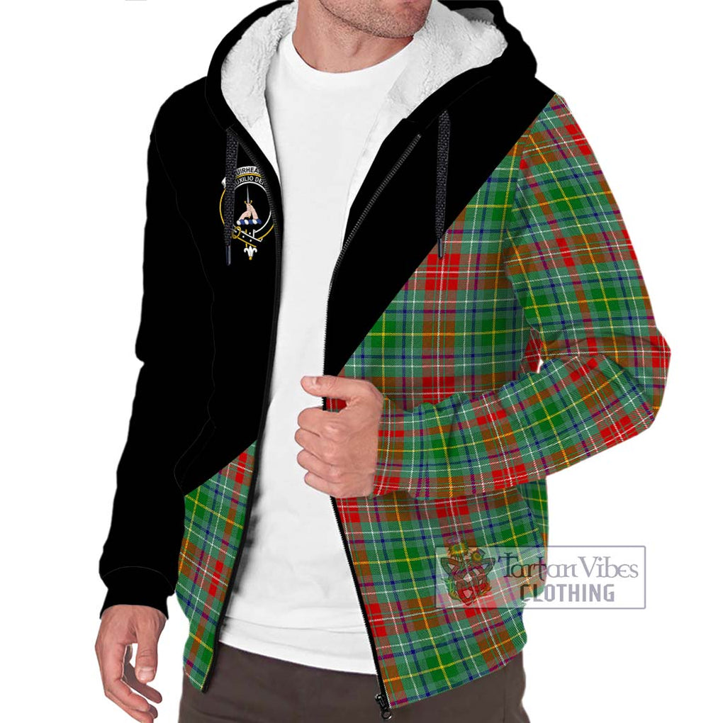 Muirhead Tartan Sherpa Hoodie with Family Crest and Military Logo Style Unisex S - Tartanvibesclothing Shop