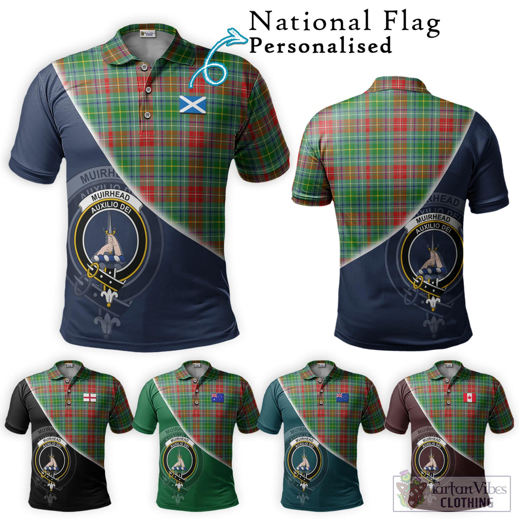 Muirhead Tartan Polo Shirt with Personalised National Flag and Family Crest Half Style Maroon - Tartanvibesclothing Shop