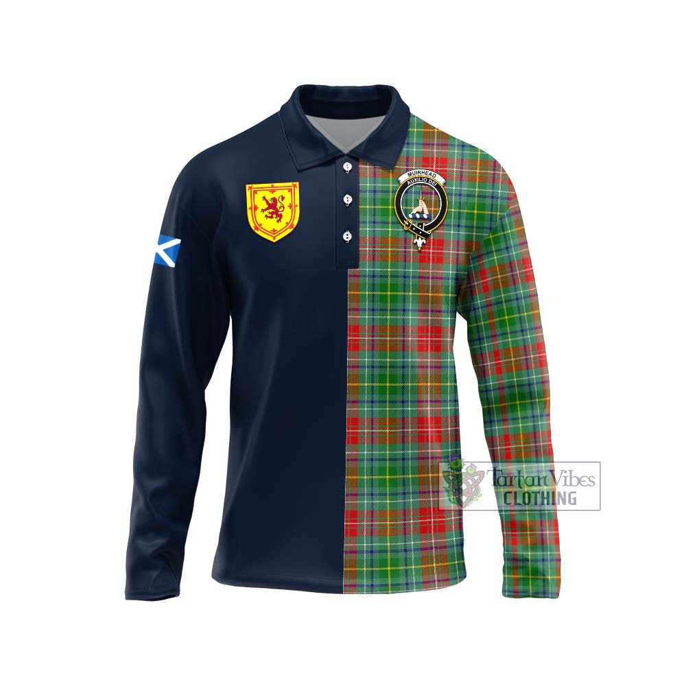 Tartan Vibes Clothing Muirhead Tartan Long Sleeve Polo Shirt with Scottish Lion Royal Arm Half Style