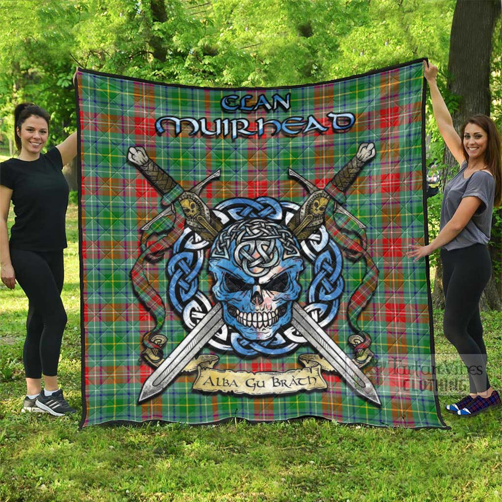 Tartan Vibes Clothing Muirhead Tartan Quilt with Celtic Skull Alba Gu Brath Style