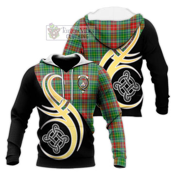 Muirhead Tartan Knitted Hoodie with Family Crest and Celtic Symbol Style