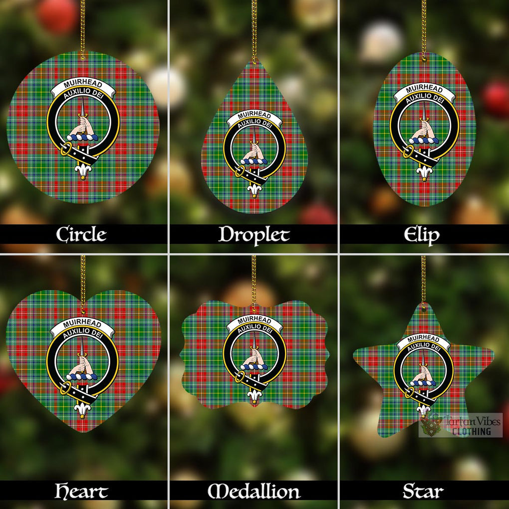 Tartan Vibes Clothing Muirhead Tartan Christmas Aluminium Ornament with Family Crest