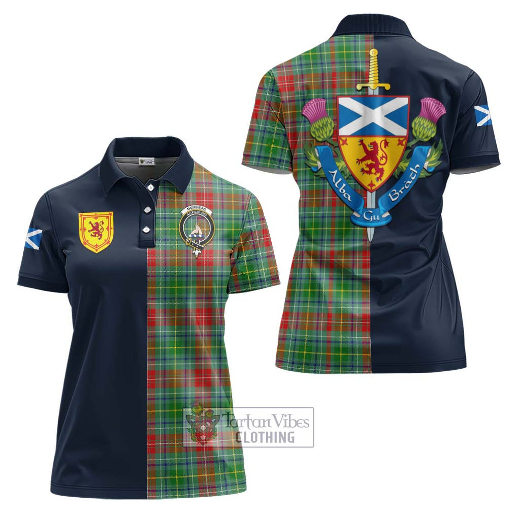 Tartan Vibes Clothing Muirhead Tartan Women's Polo Shirt with Scottish Lion Royal Arm Half Style