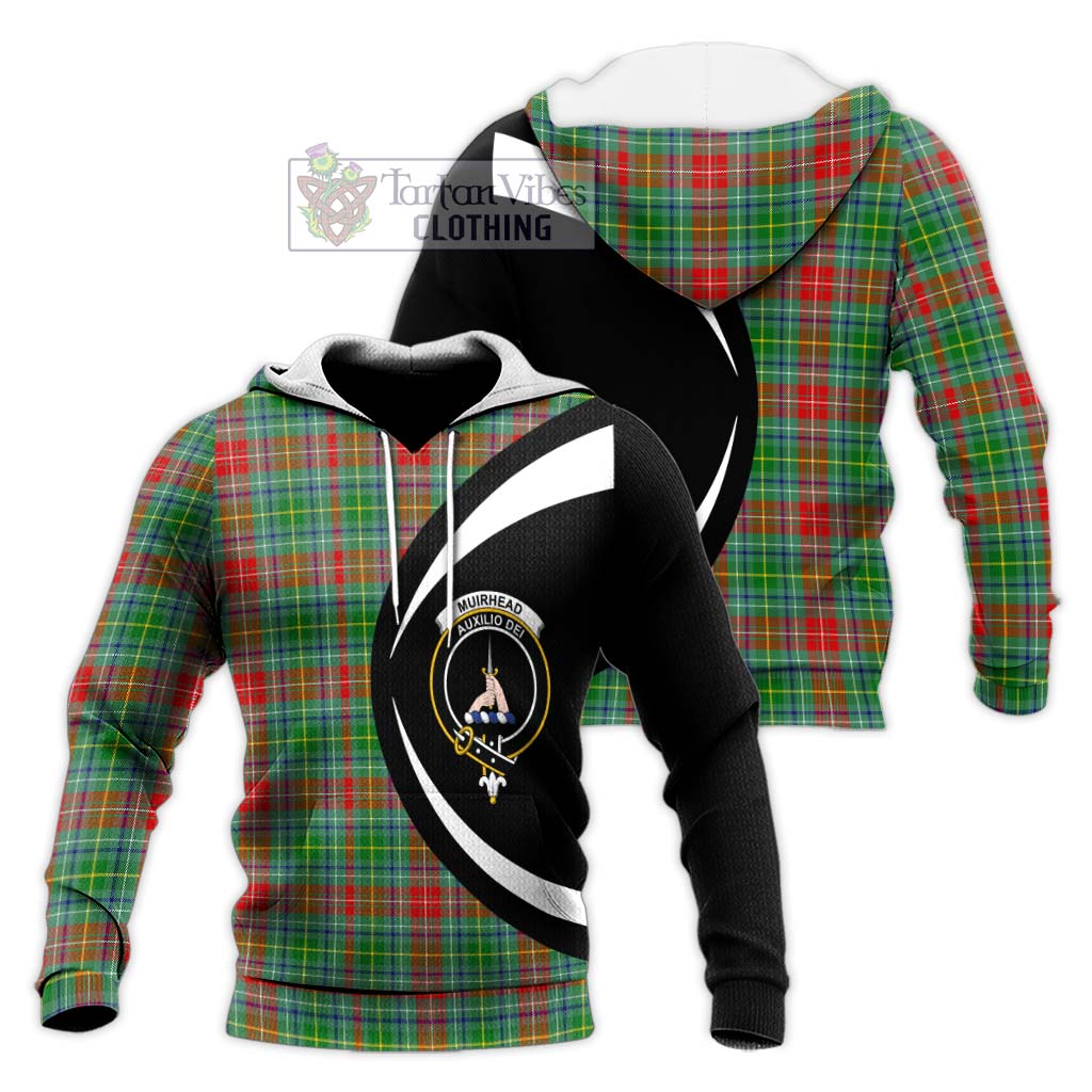 Muirhead Tartan Knitted Hoodie with Family Crest Circle Style Unisex Knitted Pullover Hoodie - Tartan Vibes Clothing