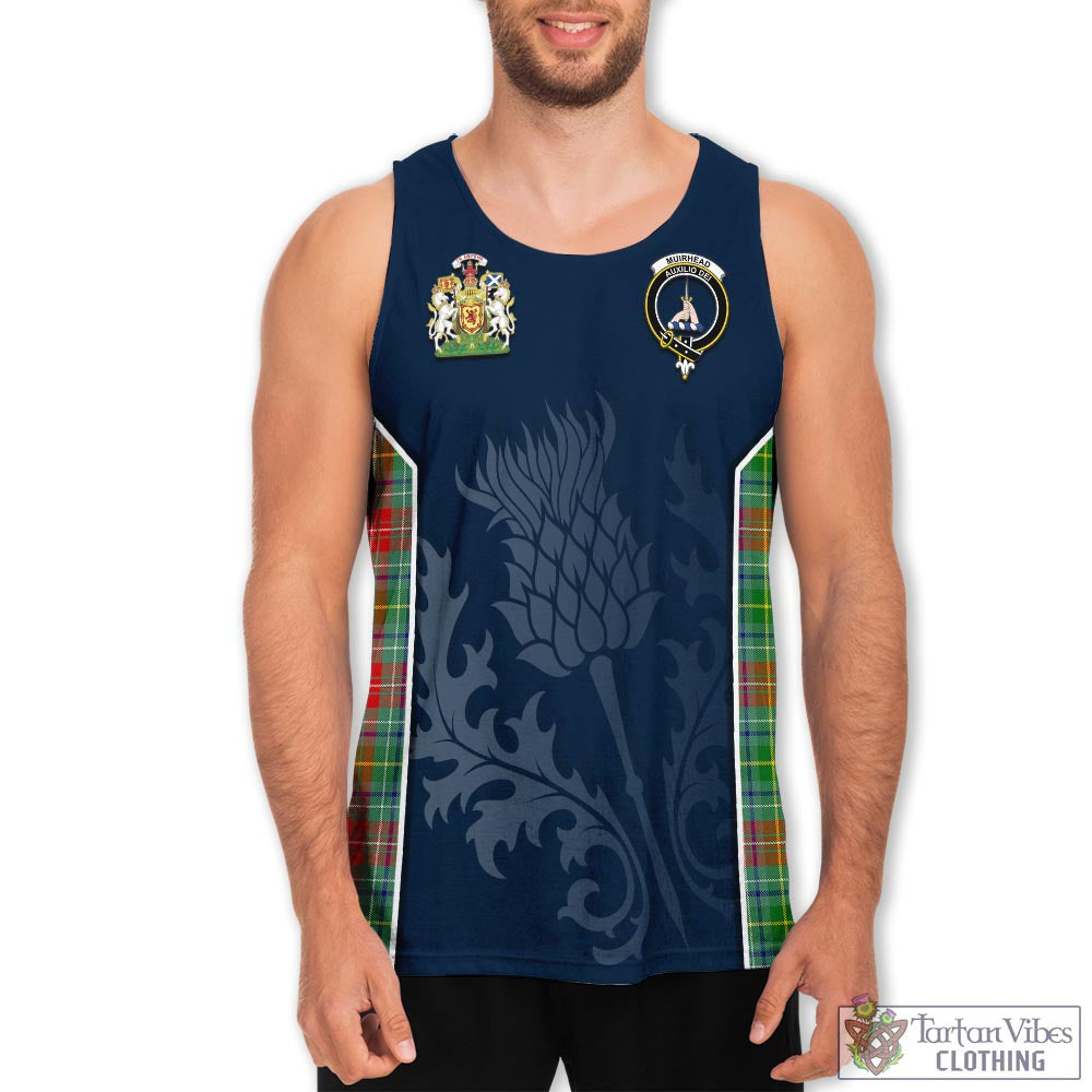 Tartan Vibes Clothing Muirhead Tartan Men's Tanks Top with Family Crest and Scottish Thistle Vibes Sport Style