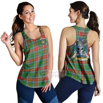 Muirhead Tartan Women's Racerback Tanks with Family Crest Celtic Skull Style