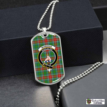 Muirhead Tartan Dog Tag Necklace with Family Crest