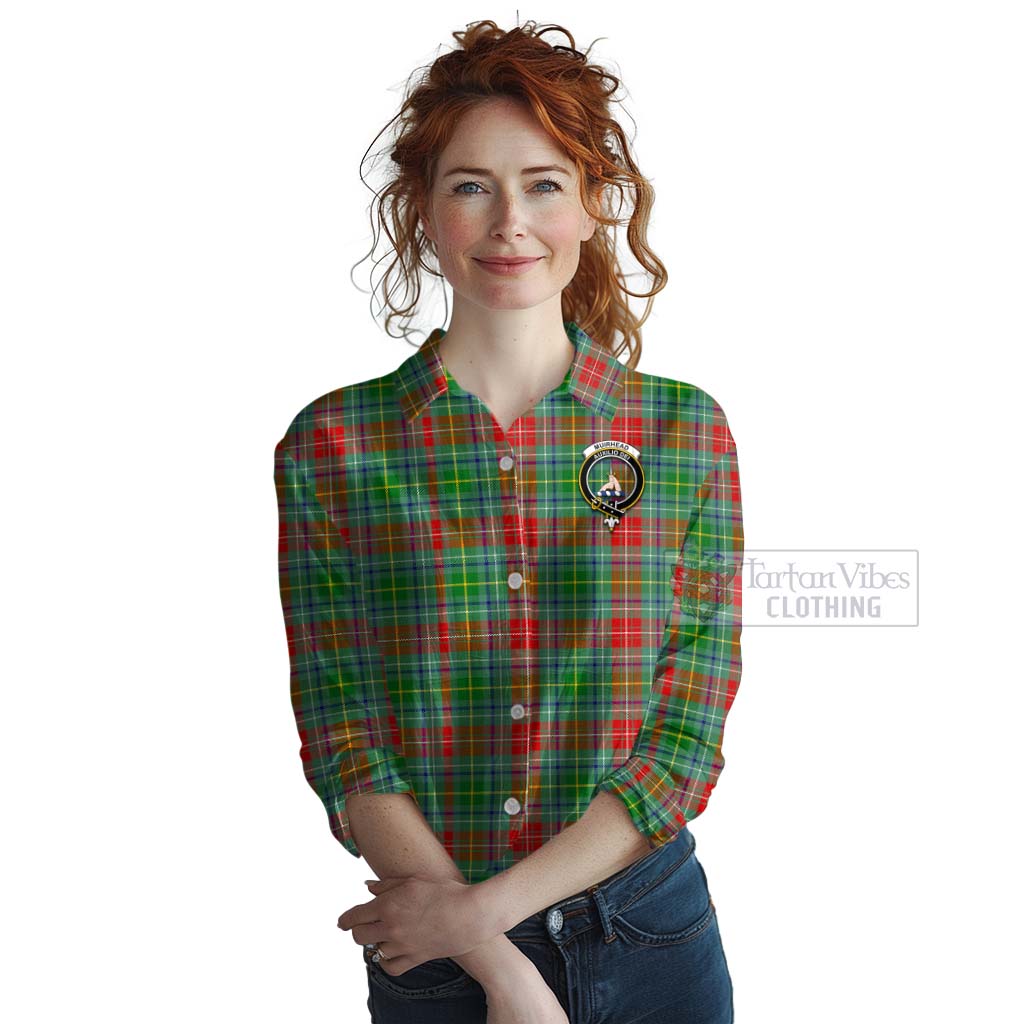 Tartan Vibes Clothing Muirhead Tartan Women's Casual Shirt with Family Crest Celtic Skull Style