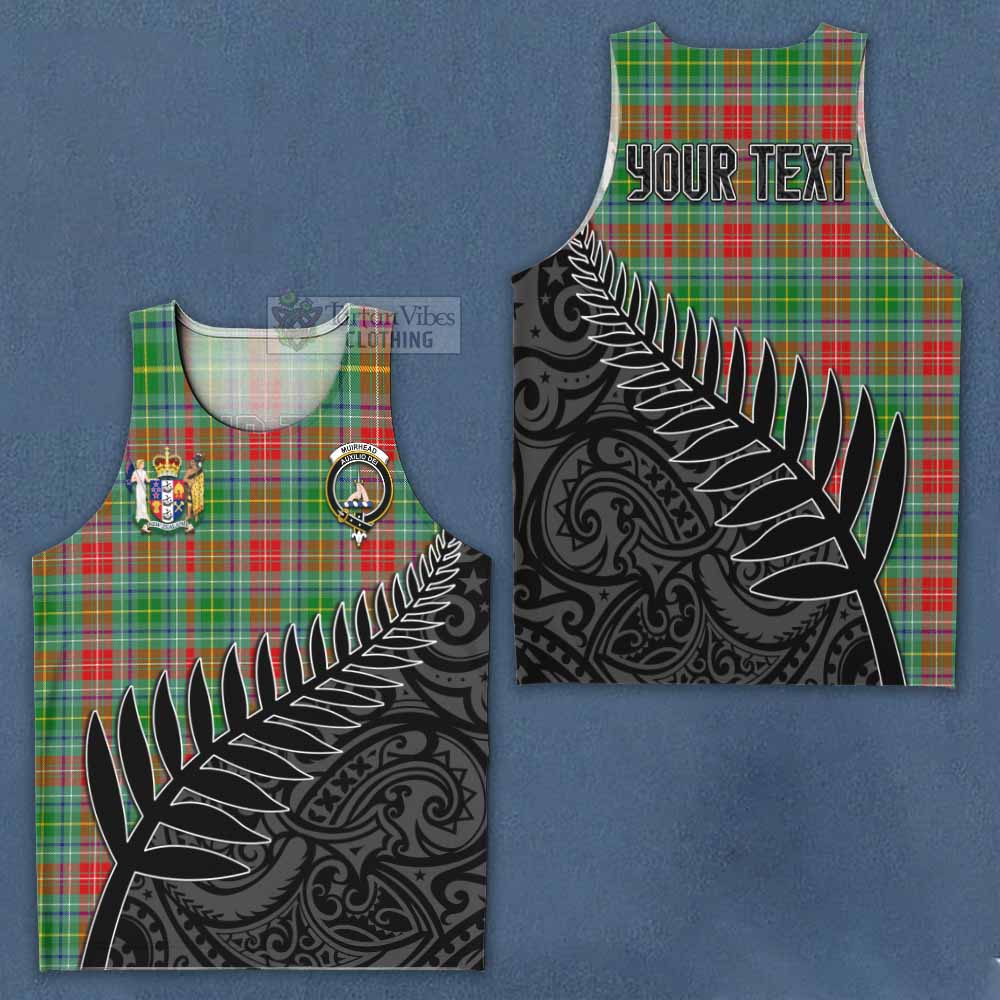 Tartan Vibes Clothing Muirhead Crest Tartan Men's Tank Top with New Zealand Silver Fern Half Style