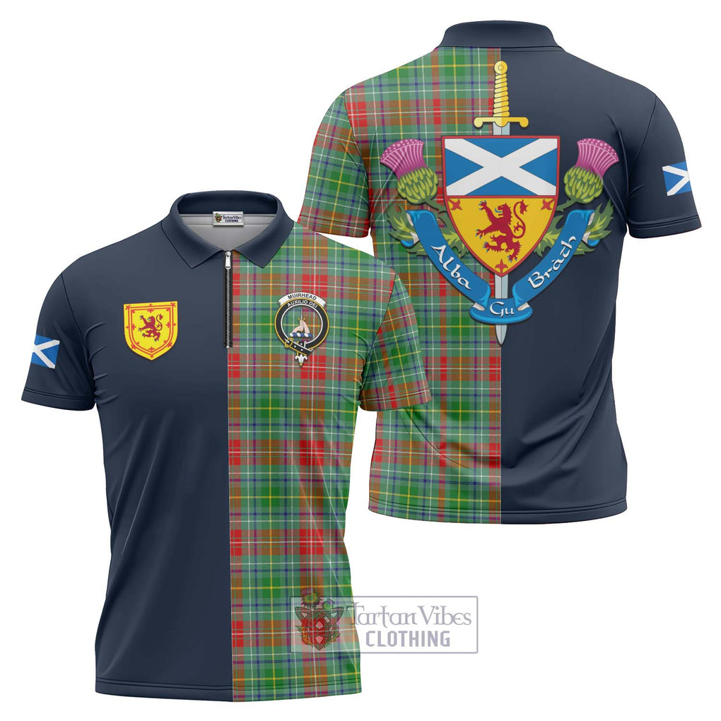 Tartan Vibes Clothing Muirhead Tartan Zipper Polo Shirt with Scottish Lion Royal Arm Half Style