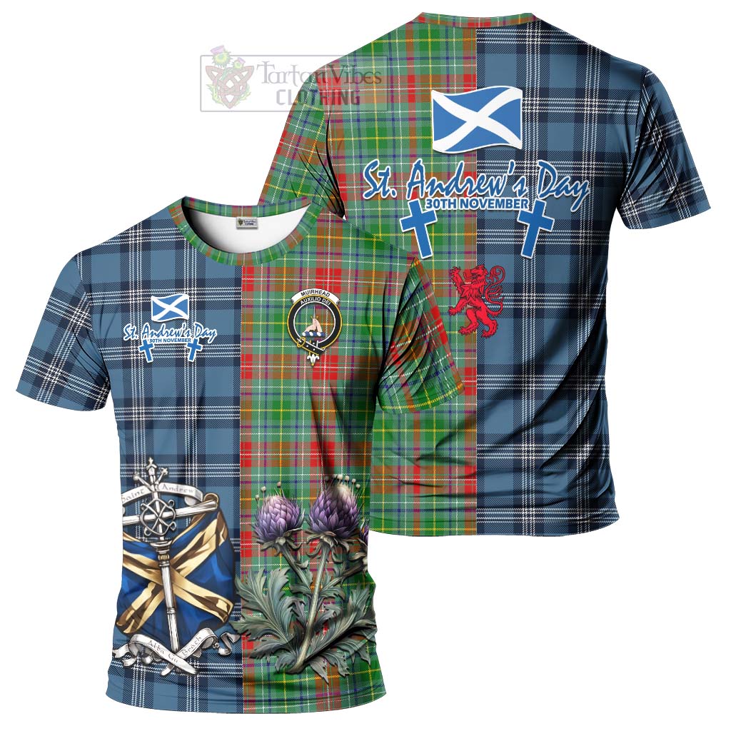 Tartan Vibes Clothing Muirhead Tartan T-Shirt Happy St. Andrew's Day Half Tartan Style