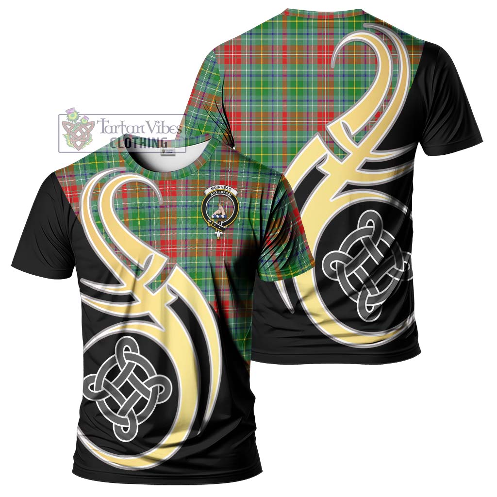 Tartan Vibes Clothing Muirhead Tartan T-Shirt with Family Crest and Celtic Symbol Style