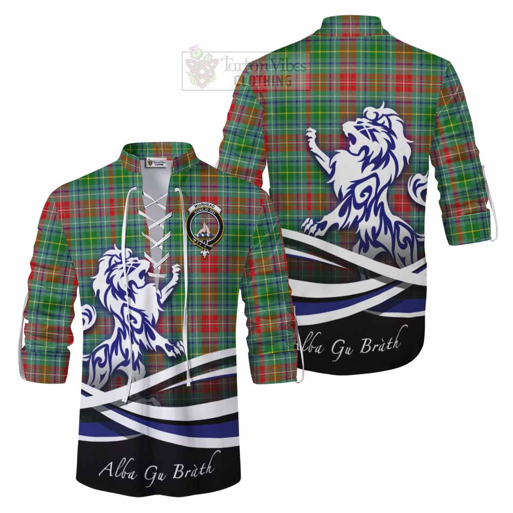 Tartan Vibes Clothing Muirhead Tartan Ghillie Kilt Shirt with Alba Gu Brath Regal Lion Emblem