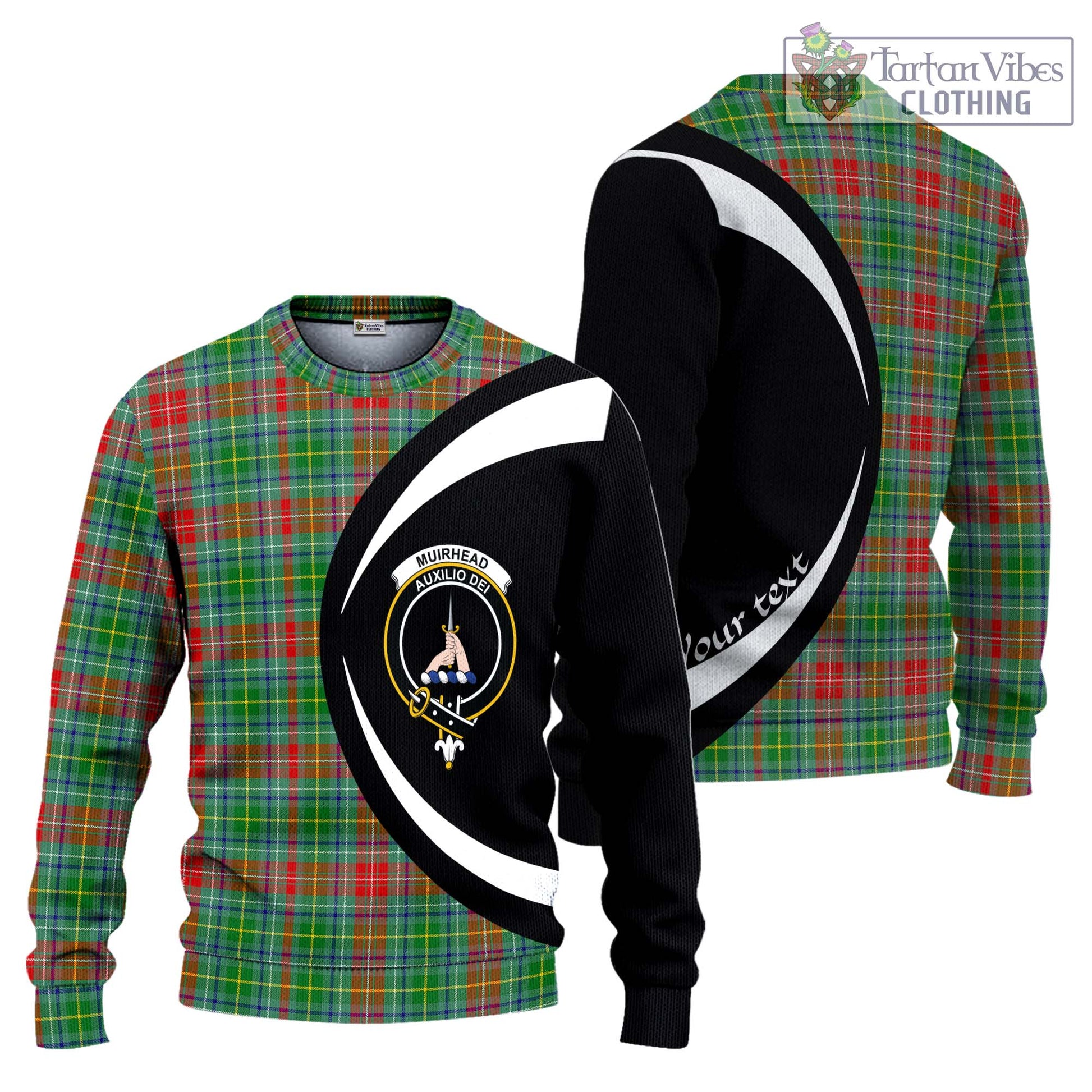 Muirhead Tartan Knitted Sweater with Family Crest Circle Style Unisex - Tartan Vibes Clothing