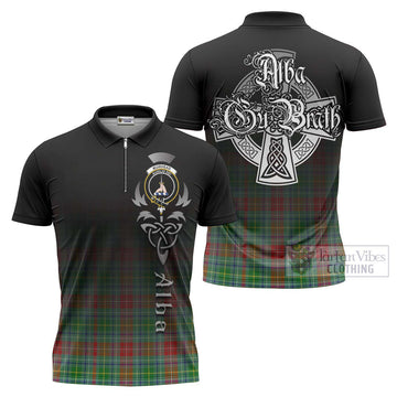 Muirhead Tartan Zipper Polo Shirt Featuring Alba Gu Brath Family Crest Celtic Inspired