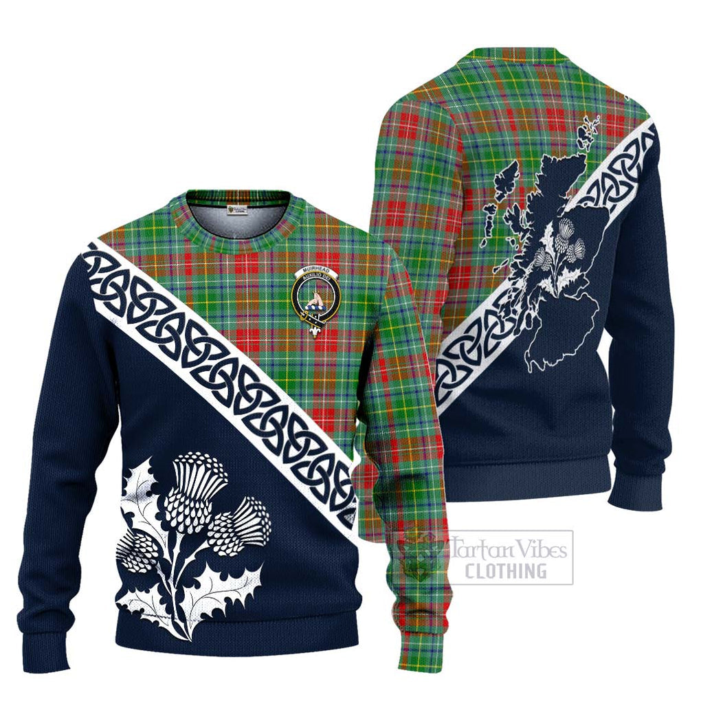 Tartan Vibes Clothing Muirhead Tartan Knitted Sweater Featuring Thistle and Scotland Map