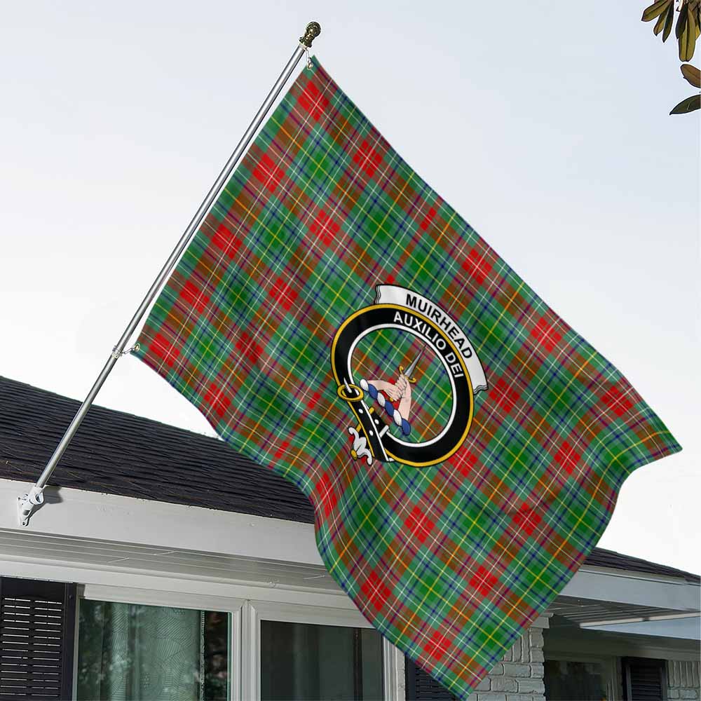 Tartan Vibes Clothing Muirhead Tartan House Flag with Family Crest