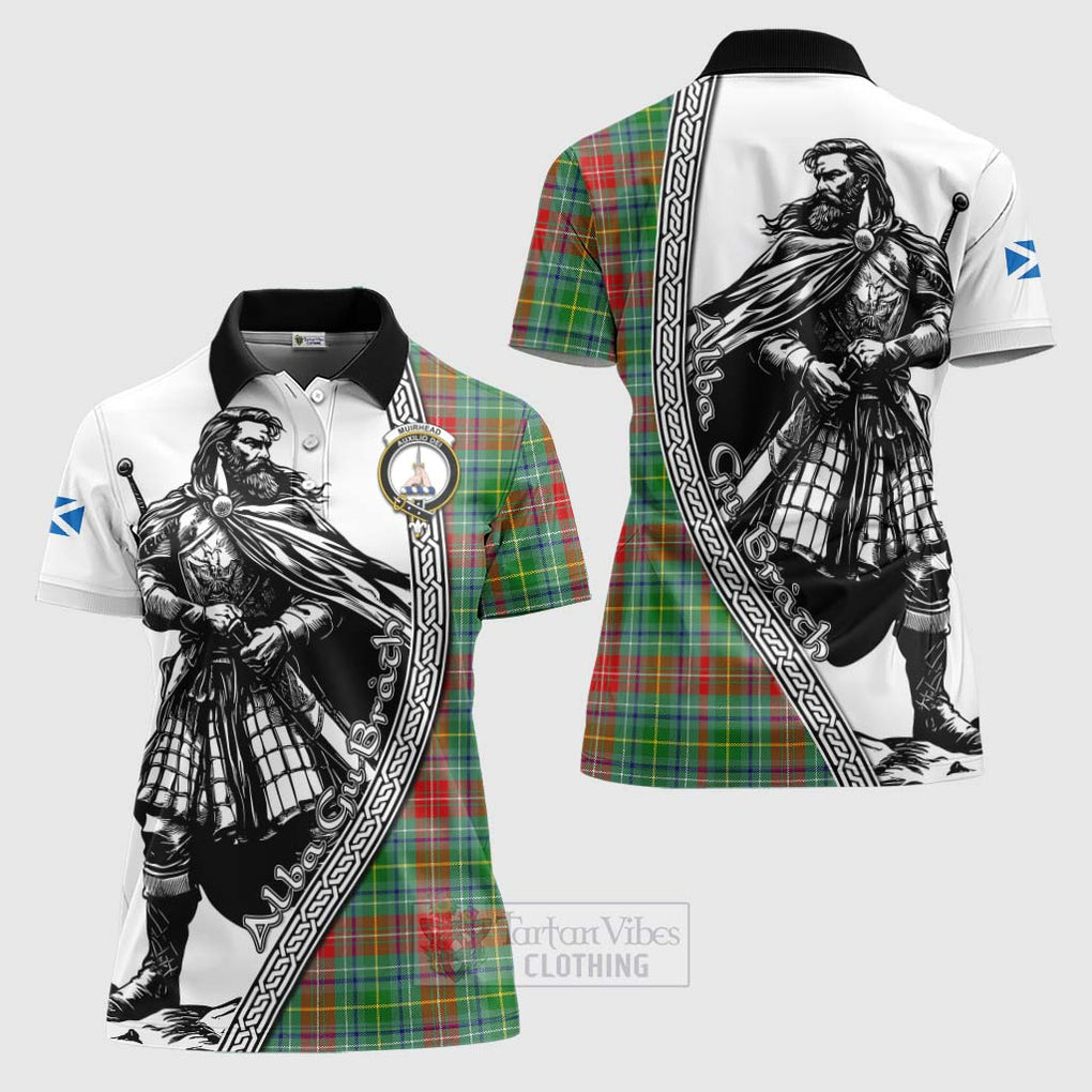 Tartan Vibes Clothing Muirhead Tartan Clan Crest Women's Polo Shirt with Highlander Warrior Celtic Style