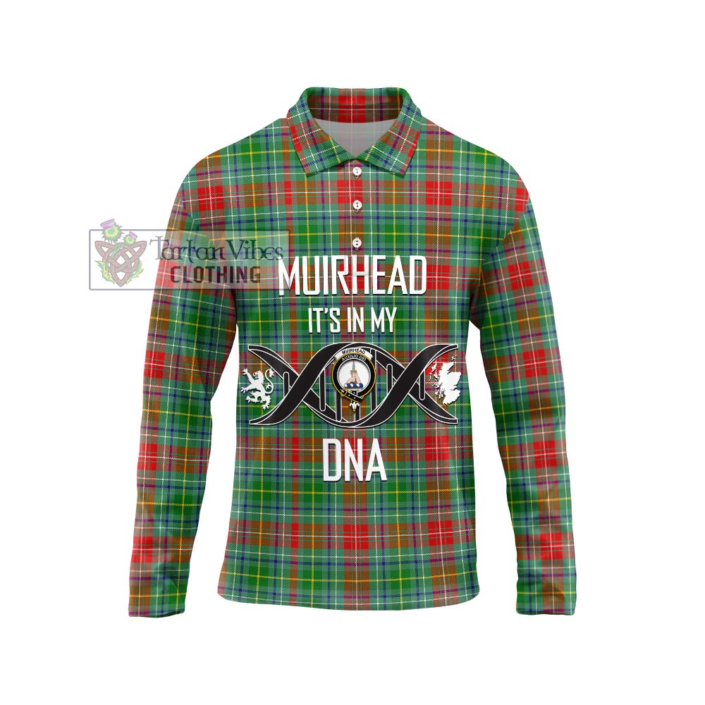 Tartan Vibes Clothing Muirhead Tartan Long Sleeve Polo Shirt with Family Crest DNA In Me Style