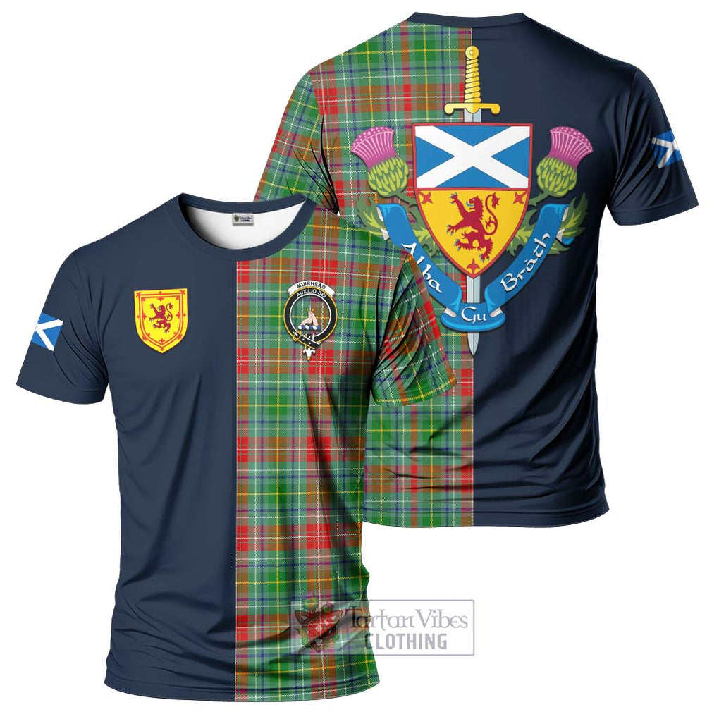 Tartan Vibes Clothing Muirhead Tartan T-Shirt Alba with Scottish Lion Royal Arm Half Style