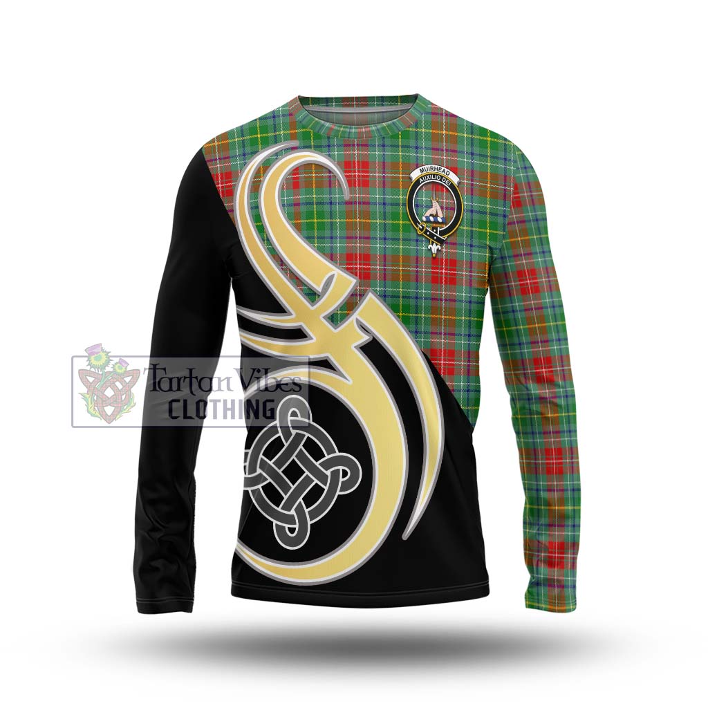 Tartan Vibes Clothing Muirhead Tartan Long Sleeve T-Shirt with Family Crest and Celtic Symbol Style