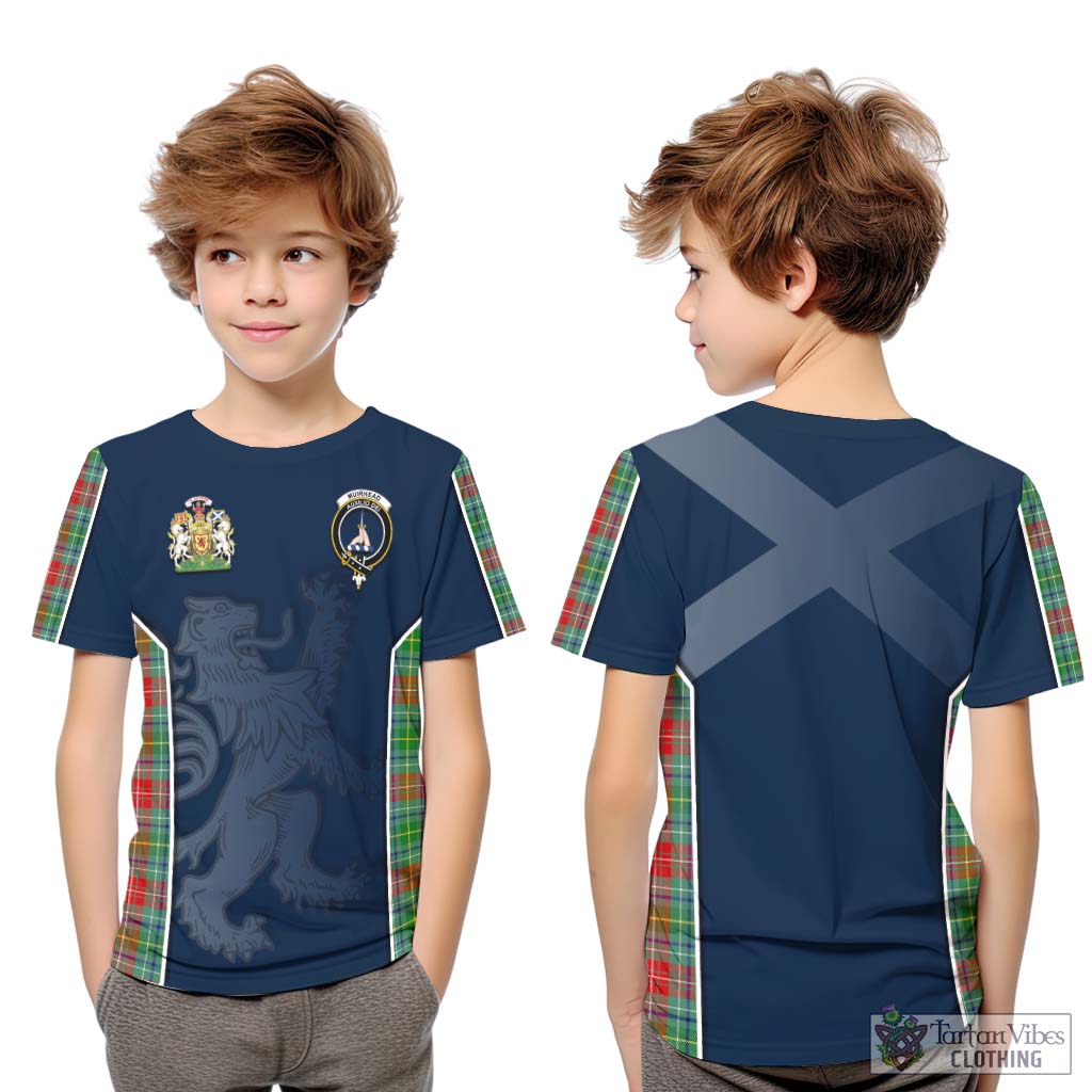 Tartan Vibes Clothing Muirhead Tartan Kid T-Shirt with Family Crest and Lion Rampant Vibes Sport Style