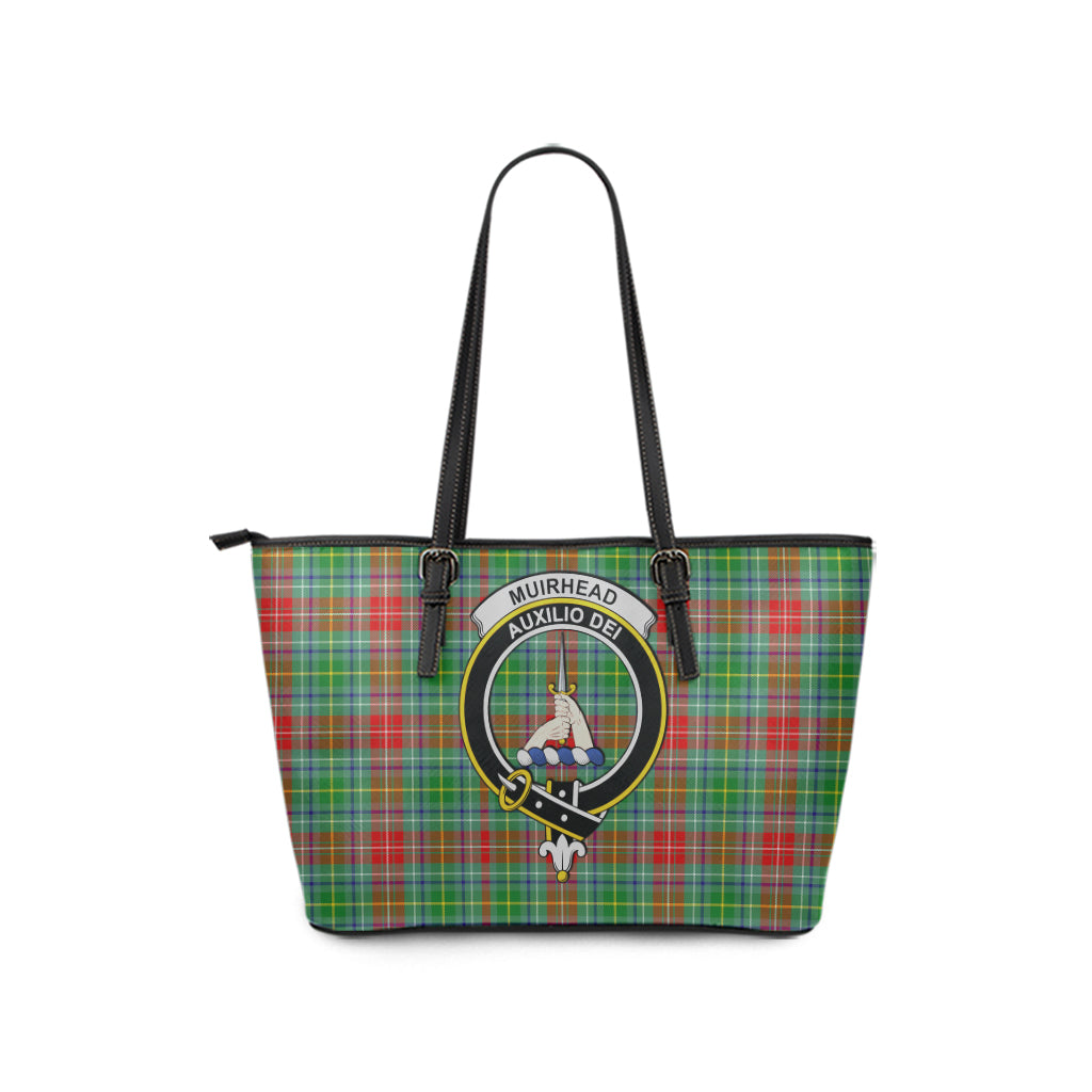 Muirhead Tartan Leather Tote Bag with Family Crest - Tartan Vibes Clothing