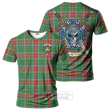 Muirhead Tartan T-Shirt with Family Crest Celtic Skull Style