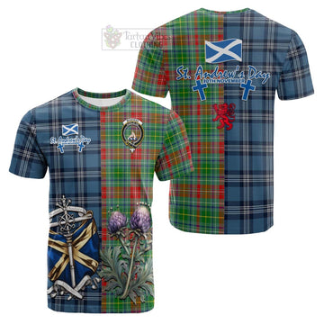 Muirhead Tartan Cotton T-shirt Happy St. Andrew's Day Half Tartan Style