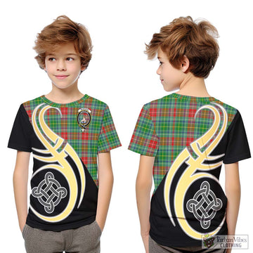 Muirhead Tartan Kid T-Shirt with Family Crest and Celtic Symbol Style