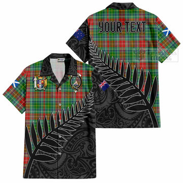 Muirhead Crest Tartan Short Sleeve Button Shirt with New Zealand Silver Fern Half Style