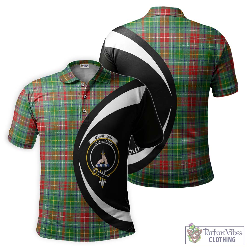 Tartan Vibes Clothing Muirhead Tartan Men's Polo Shirt with Family Crest Circle Style