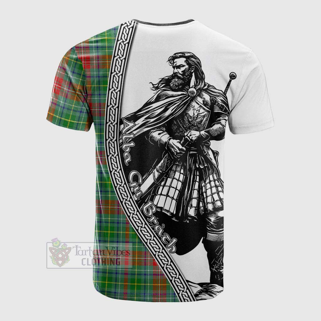 Tartan Vibes Clothing Muirhead Tartan Clan Crest Cotton T-shirt with Highlander Warrior Celtic Style