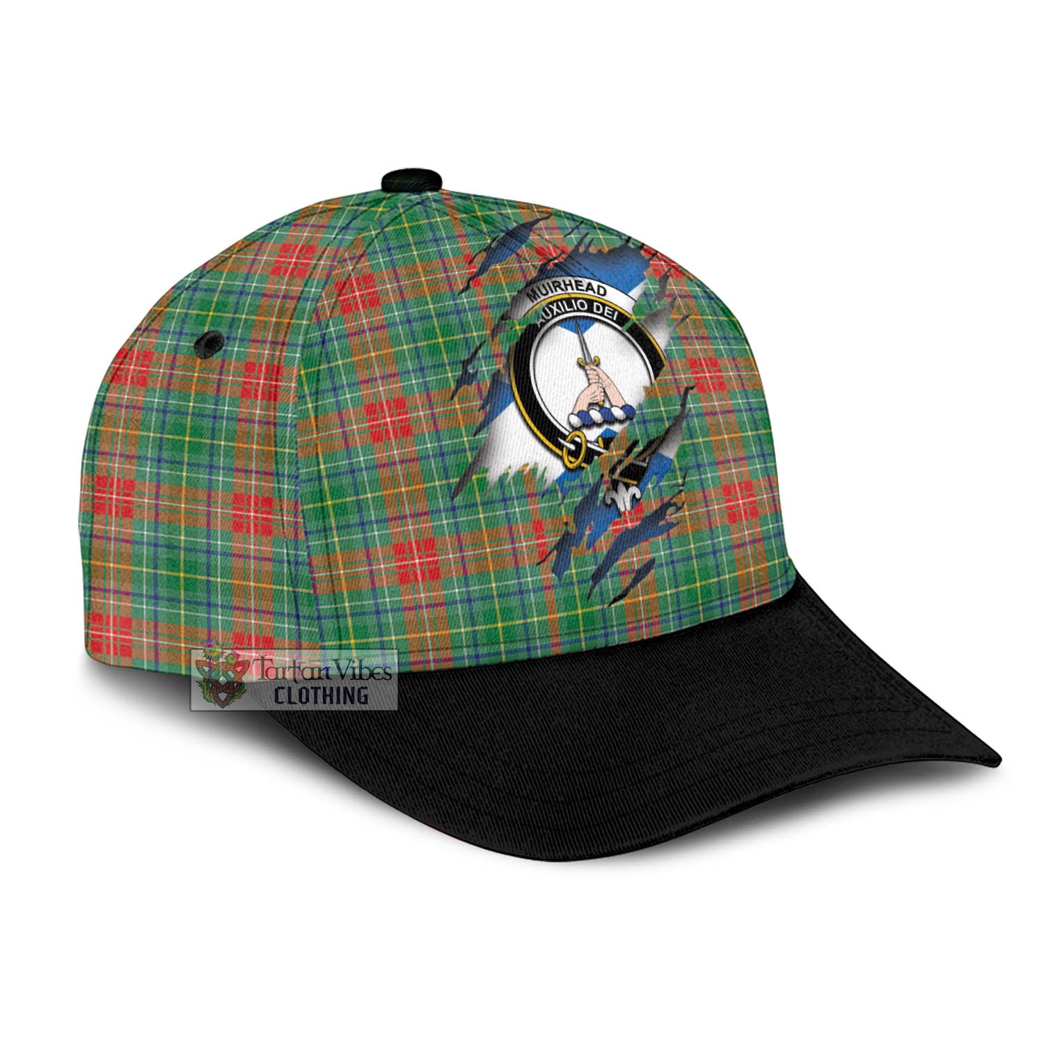 Tartan Vibes Clothing Muirhead Tartan Classic Cap with Family Crest In Me Style