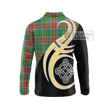 Muirhead Tartan Long Sleeve Polo Shirt with Family Crest and Celtic Symbol Style