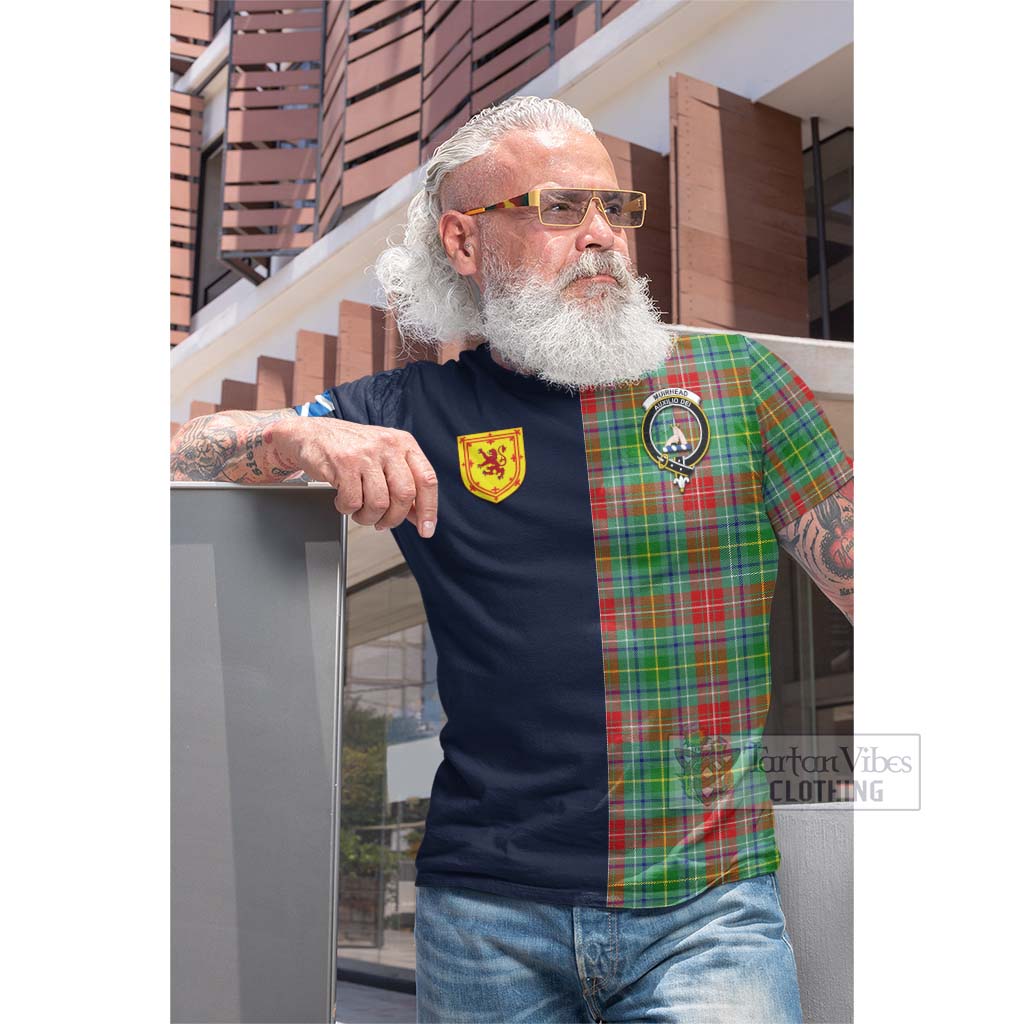 Tartan Vibes Clothing Muirhead Tartan Cotton T-shirt with Scottish Lion Royal Arm Half Style