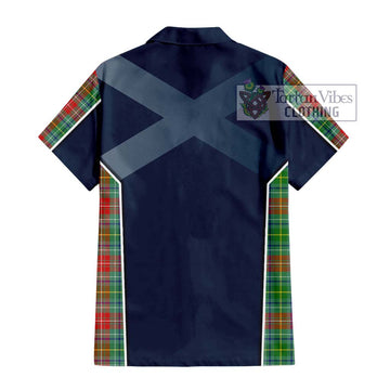 Muirhead Tartan Short Sleeve Button Shirt with Family Crest and Lion Rampant Vibes Sport Style