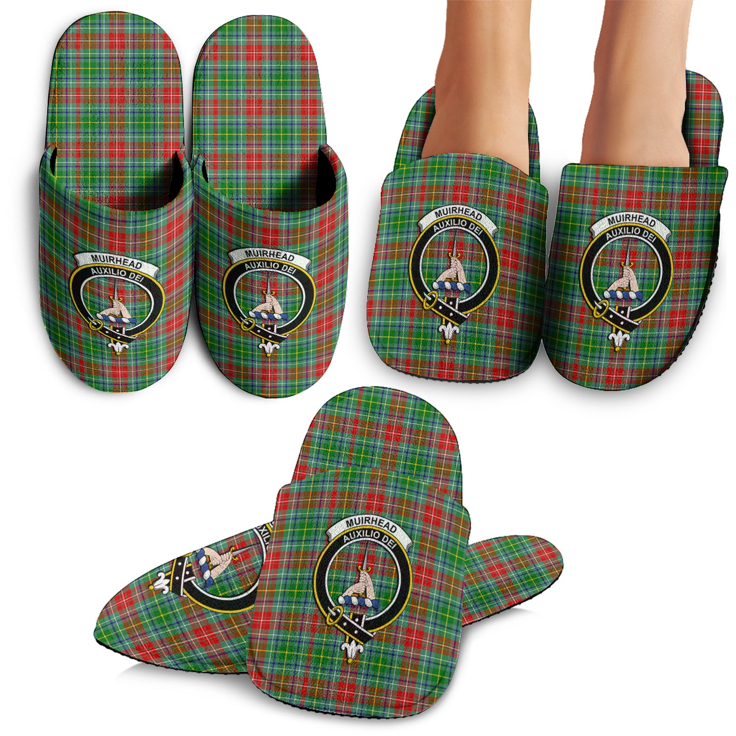 Muirhead Tartan Home Slippers with Family Crest - Tartan Vibes Clothing