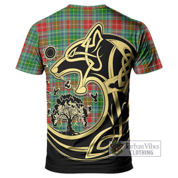 Muirhead Tartan T-Shirt with Family Crest Celtic Wolf Style