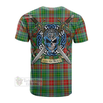 Muirhead Tartan Cotton T-shirt with Family Crest Celtic Skull Style