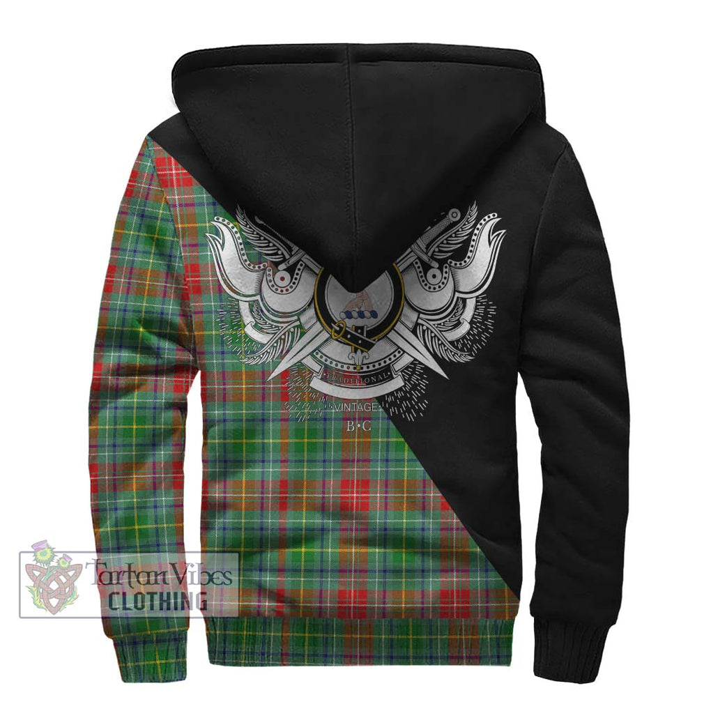 Muirhead Tartan Sherpa Hoodie with Family Crest and Military Logo Style - Tartanvibesclothing Shop