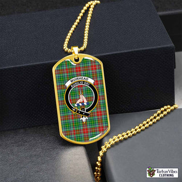 Muirhead Tartan Dog Tag Necklace with Family Crest