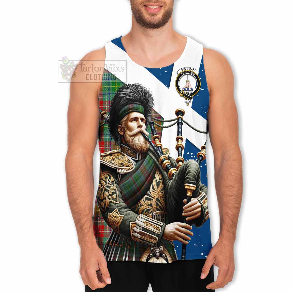 Muirhead Tartan Men's Tank Top with Family Crest Scottish Bagpiper Vibes