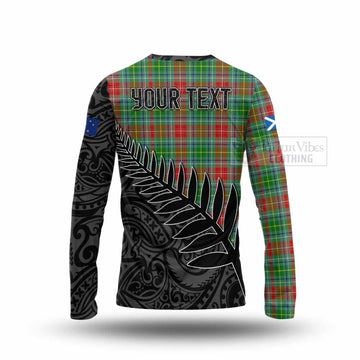 Muirhead Crest Tartan Long Sleeve T-Shirt with New Zealand Silver Fern Half Style