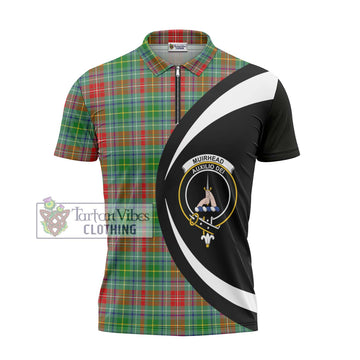Muirhead Tartan Zipper Polo Shirt with Family Crest Circle Style