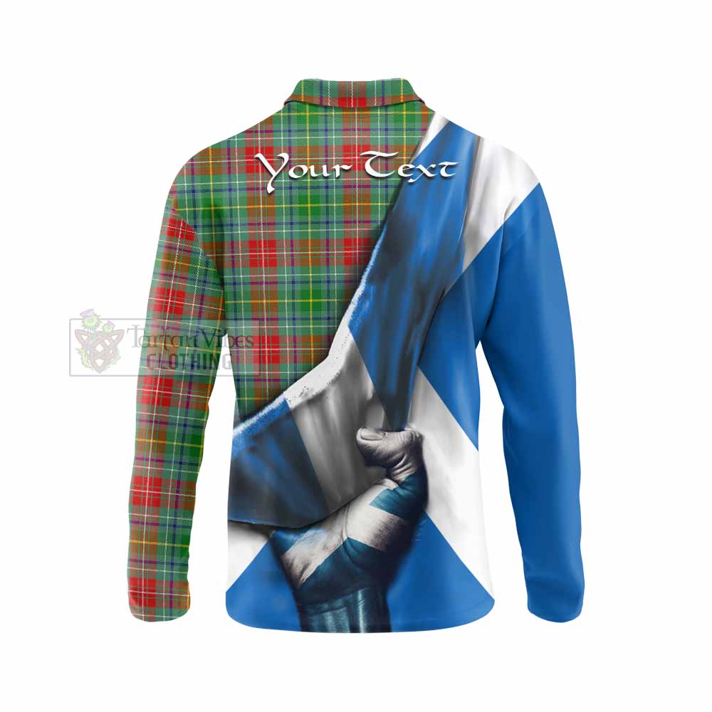 Tartan Vibes Clothing Muirhead Tartan Long Sleeve Polo Shirt with Family Crest Scotland Patriotic Style